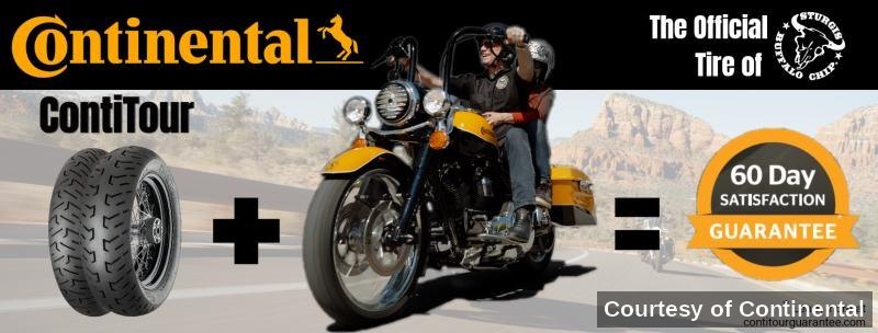 Online ad: ContiTour, official tire of the Sturgis Buffalo Chip, with a 60-day satisfaction guarantee.
